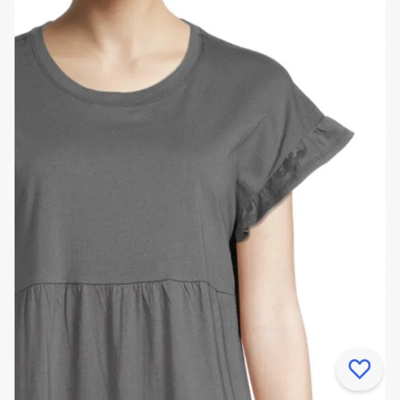 Time and Tru Gray Flutter Sleeve Knit Tiered Dress Size Large (12-14) NEW - Picture 8 of 9